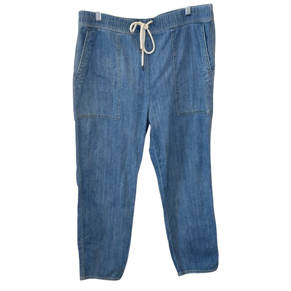 James Perse Boho Minimalist Draw String Straight Leg Soft Denim Pants Sz 4 (XL)